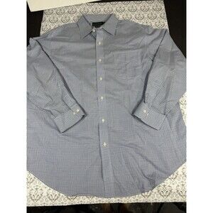 Lauren Ralph Lauren Shirt Mens 18 34-35 White Blue Dress Classic Fit Button Down